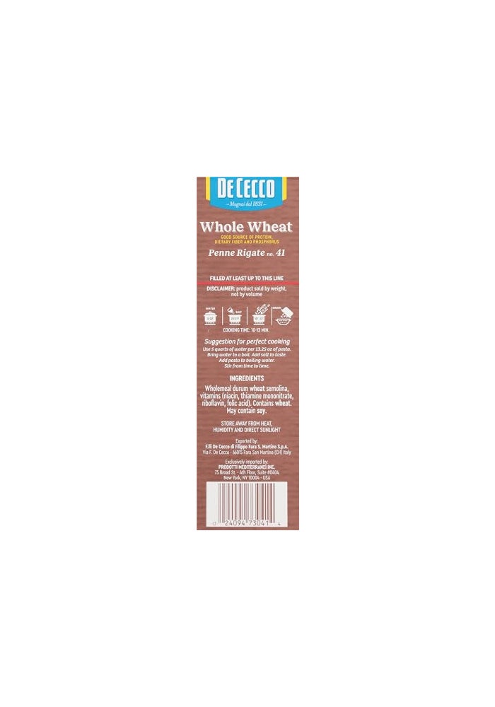 De Cecco Penne Rig Whole Wheat, 13.3 oz - Image 4